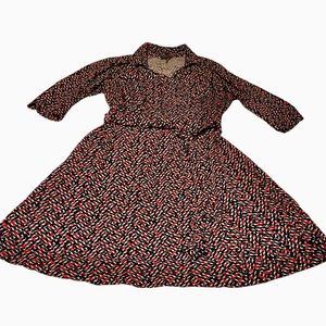 Vince Camuto Faux Wrap Dress Women’s Size 2X Collared V Neck 3/4 Sleeve Stretch